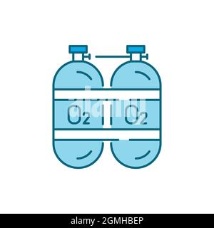 Oxygen cylinders color line icon. Sign for web page, mobile app, button, logo. Editable stroke. Stock Vector