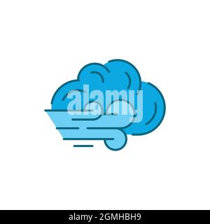 Windy weather color line icon. Sign for web page, mobile app, button, logo. Editable stroke. Stock Vector