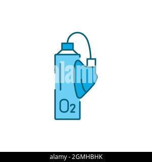 Breathing oxygen cylinder color line icon. Sign for web page, mobile app, button, logo. Editable stroke. Stock Vector