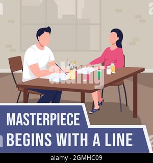 Art class for adults social media post mockup Stock Vector