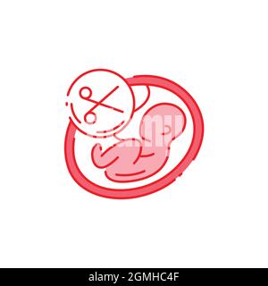 Abortion color line icon. Fetal death, miscarriage concept. Keep abortion legal. Sign for web page, mobile app, button, logo. Editable stroke Stock Vector