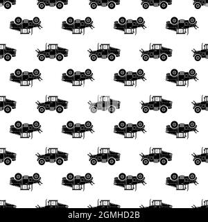 Farm field tractor pattern seamless background texture repeat wallpaper geometric vector Stock Vector