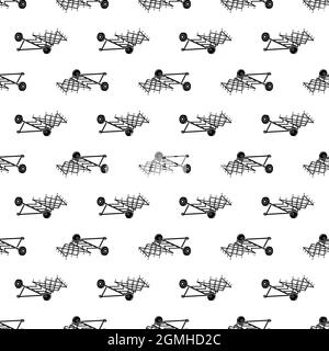 Tractor cultivator pattern seamless background texture repeat wallpaper geometric vector Stock Vector