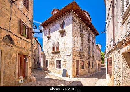 Town of Vodnjan historic stone street and architecture view, Istria region of Croatia Stock Photo
