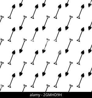Shovel pattern seamless background texture repeat wallpaper geometric vector Stock Vector