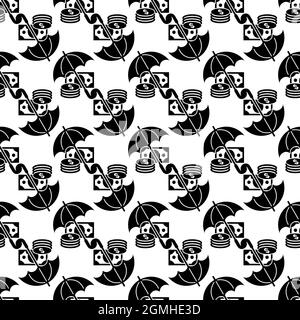 Money protect umbrella pattern seamless background texture repeat wallpaper geometric vector Stock Vector