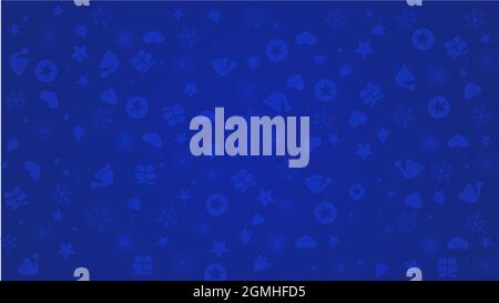 Christmas, happy new year, Xmas ornaments blue background colored vector wallpaper pattern illustration Stock Vector