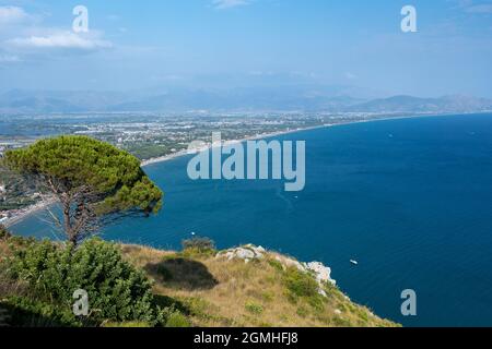 Terracina, Italy - august 19 2021 - aerial panoramic view Terracina coast Italy Stock Photo