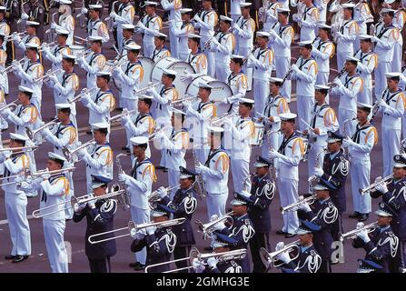 Taiwan. Taipei. National Day Celebrations. Military Band marching. Stock Photo