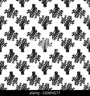Succulent tree pattern seamless background texture repeat wallpaper geometric vector Stock Vector