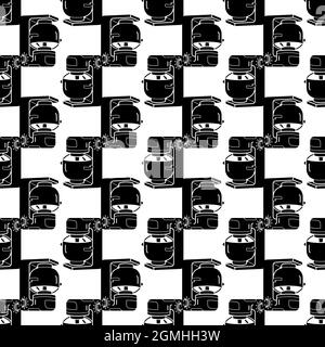 Food processor equipment pattern seamless background texture repeat wallpaper geometric vector Stock Vector