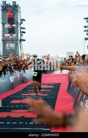 2021 IRONMAN Italy Emilia-Romagna Cervia, winner arrival Gijs Van Ranst Stock Photo