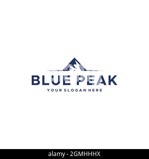 minimalist BLUE PEAK mountains ice Logo design Stock Vector