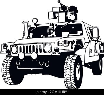 Army jeep car isolated with the cartoon vector illustration Stock ...