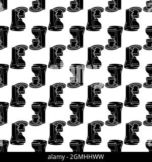 Home coffee maker pattern seamless background texture repeat wallpaper geometric vector Stock Vector