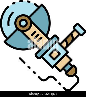 Big angle grinder icon. Outline big angle grinder vector icon color flat isolated Stock Vector