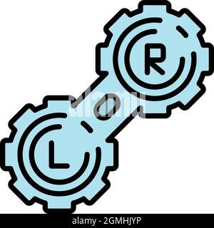 Left right lens box icon. Outline left right lens box vector icon color flat isolated Stock Vector