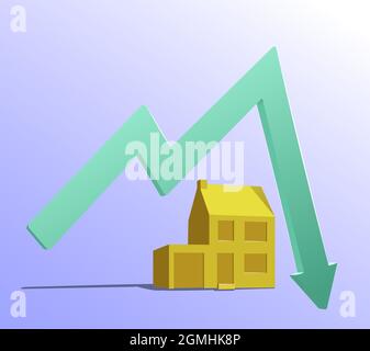 house prices falling dropping illustration Stock Photo