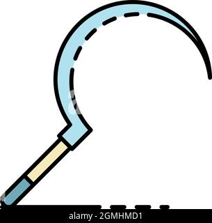 Sickle icon. Outline sickle vector icon color flat isolated Stock Vector