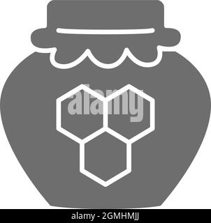 Honey pot grey icon. Isolated on white background Stock Vector