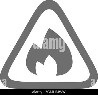 Flammable sign, firefighting, no fire grey icon. Stock Vector