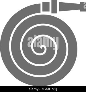 Pipeline firehose gear, firefighting equipment grey icon. Stock Vector