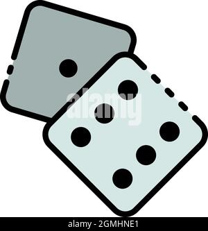 Dice one six face icon. Outline dice one six face vector icon color flat isolated Stock Vector