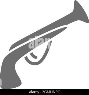 Flintlock pistol, musket rifle, pirate gun, antique weapon line icon ...
