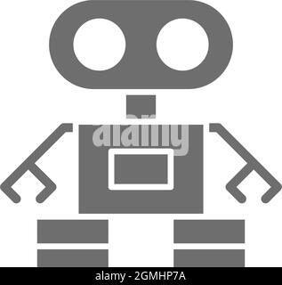 Robot grey icon. Isolated on white background Stock Vector