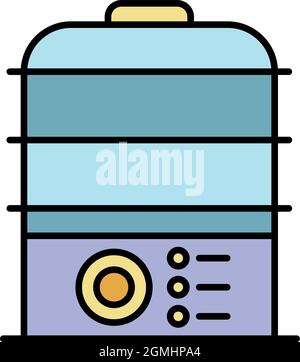 Kitchen cooker icon. Outline kitchen cooker vector icon color flat isolated Stock Vector