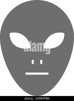 Alien head grey icon. Isolated on white background Stock Vector