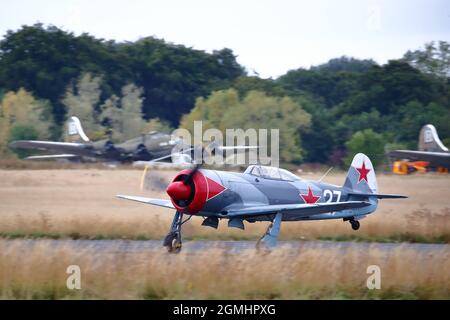 A Russian Yakovlev Yak-3 F-AZIM parked at the Abingdon Air & Country Show 2021 Stock Photo