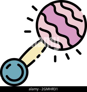 Loud rattle toy icon. Outline loud rattle toy vector icon color flat isolated Stock Vector