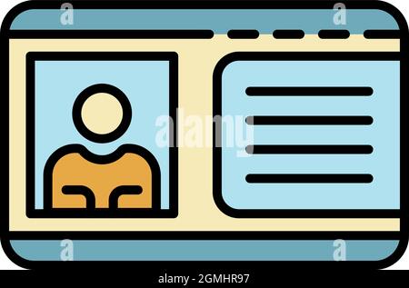 Driver license icon. Outline driver license vector icon color flat isolated Stock Vector