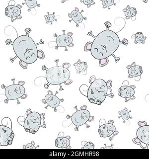 Seamless background with 2020 mouse symbol. Cute mouse cartoon. Vector illustration Stock Vector