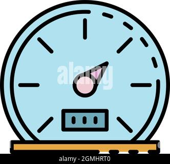 Car speedometer icon. Outline car speedometer vector icon color flat isolated Stock Vector