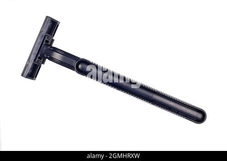 Back View of Disposable Razor Isolated on White Background with Clipping Path Stock Photo