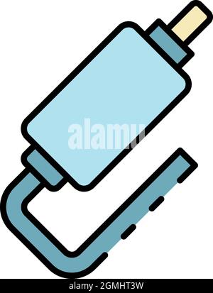 Car exhaust icon. Outline car exhaust vector icon color flat isolated Stock Vector