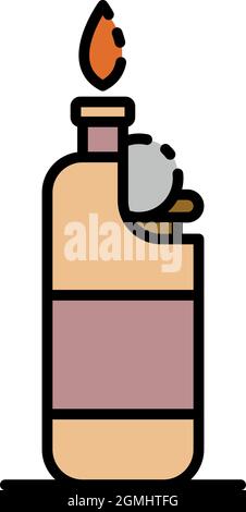 Plastic cigarette lighter icon. Outline plastic cigarette lighter vector icon color flat isolated Stock Vector