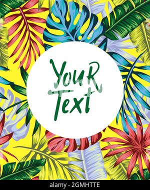 tropic punk seamless pattern, background for flyer or social media post, green punk tropics Stock Vector