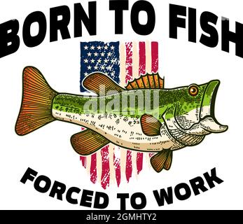 Illustration Of Bass Fish Of Background Of Usa Flag In Grunge Style Design  Element For Poster Card Banner Sign Emblem Vector Illustration Stock  Illustration - Download Image Now - iStock