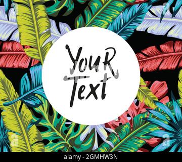 tropic punk seamless pattern, background for flyer or social media post, black punk tropics Stock Vector