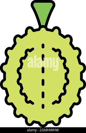 Whole durian icon. Outline whole durian vector icon color flat isolated Stock Vector