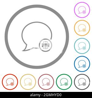 Print message outline flat color icons in round outlines on white background Stock Vector