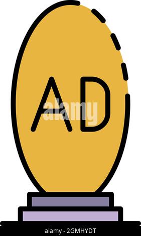 Oval ad lightbox icon. Outline oval ad lightbox vector icon color flat isolated Stock Vector