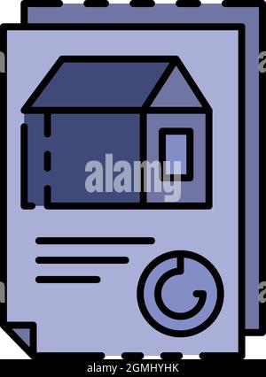House doc paper icon. Outline house doc paper vector icon color flat isolated Stock Vector