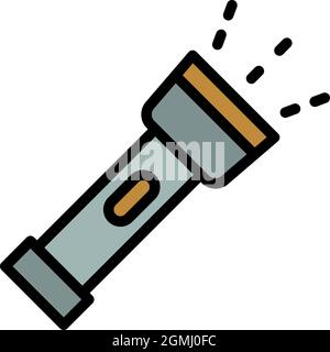 Flashlight icon. Outline flashlight vector icon color flat isolated Stock Vector