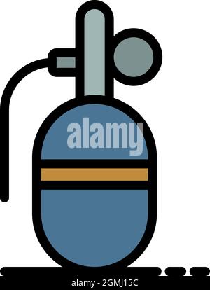 Grenade icon. Outline grenade vector icon color flat isolated Stock Vector