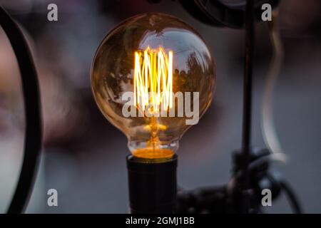 close up Edison lamp technology Innovation And Leadership Concept . Stock Photo