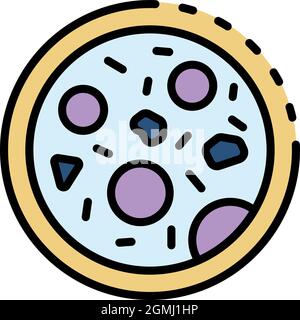 Microbe under microscope icon. Outline microbe under microscope vector icon color flat isolated Stock Vector